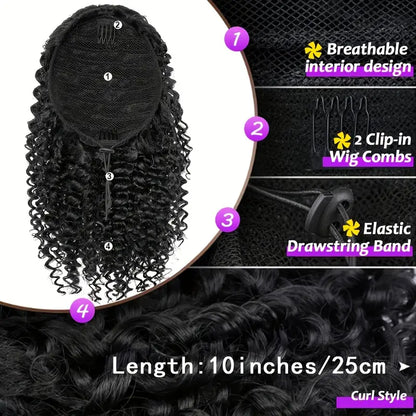 10 Inch Short Drawstring Curly Ponytail Extensions