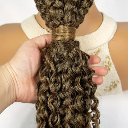 13x1 Front Lace Long Curly Braid Wig – Handmade Elegance