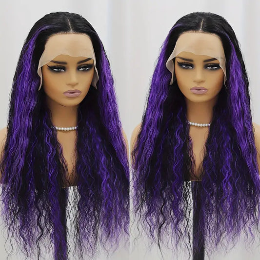 13*4 Inch Highlight Purple Lace Front Wig for Women