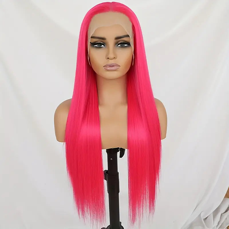 13*4 Lace Front Wigs - Hot Pink, 28 Inches