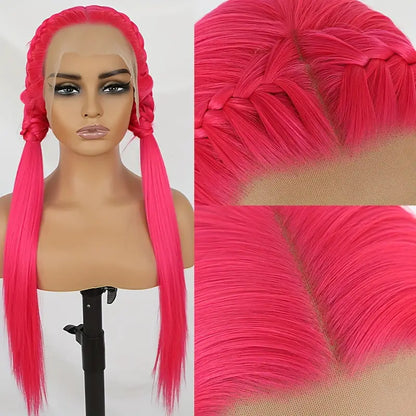 13*4 Lace Front Wigs - Hot Pink, 28 Inches