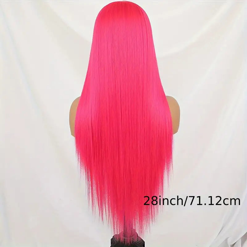 13*4 Lace Front Wigs - Hot Pink, 28 Inches