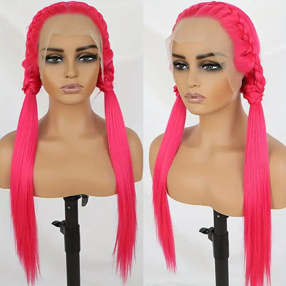 13*4 Lace Front Wigs - Hot Pink, 28 Inches