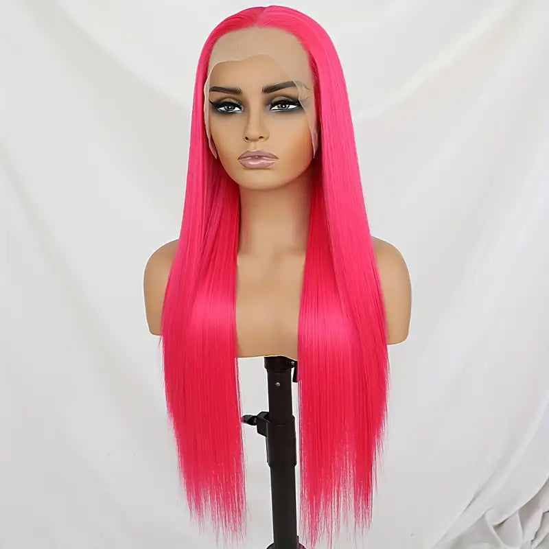 13*4 Lace Front Wigs - Hot Pink, 28 Inches