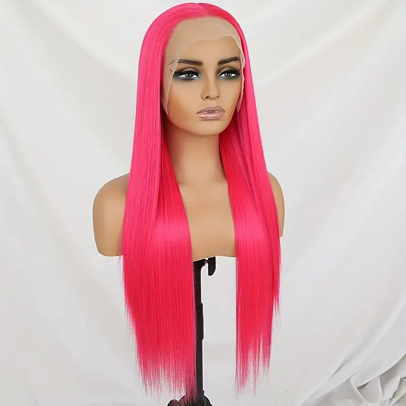 13*4 Lace Front Wigs - Hot Pink, 28 Inches