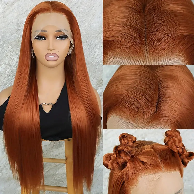 13x3 Lace Front Wig - Ginger Orange Hair Long Straight