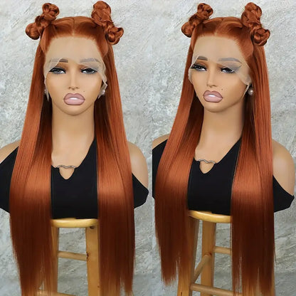 13x3 Lace Front Wig - Ginger Orange Hair Long Straight