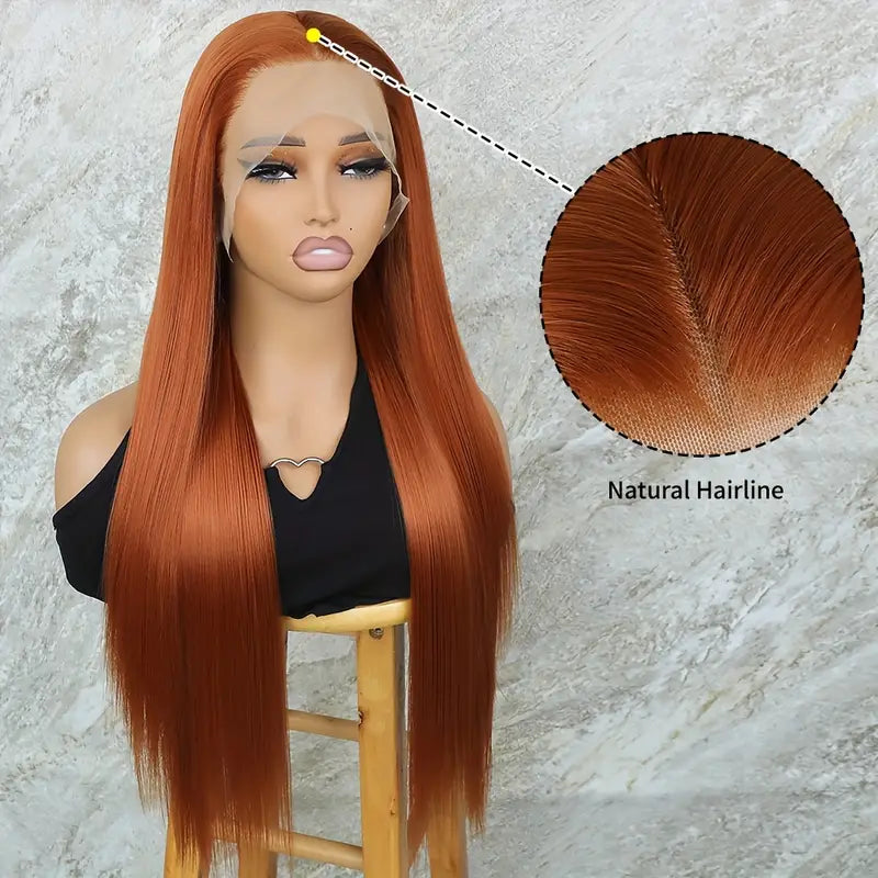 13x3 Lace Front Wig - Ginger Orange Hair Long Straight