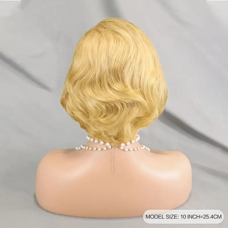 180% Density Curly Wave Bob Wig - Synthetic Blonde 13x4 HD Lace Front