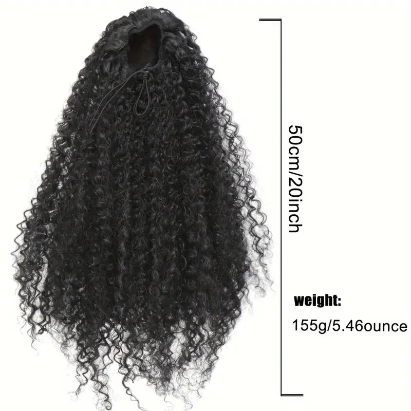 20" Drawstring Ponytail Extension with Heat Resistant Synthetic Hair - Afro Curly/Kinky Style