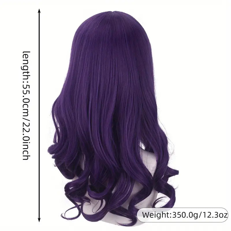 22-Inch Long Straight Purple Synthetic Wig for Women and Girls