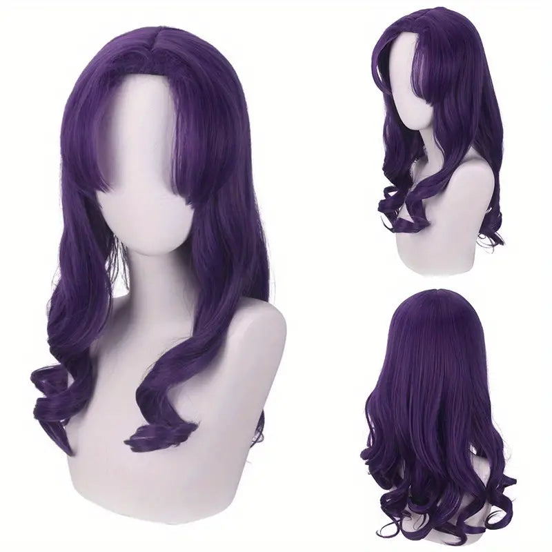 22-Inch Long Straight Purple Synthetic Wig for Women and Girls