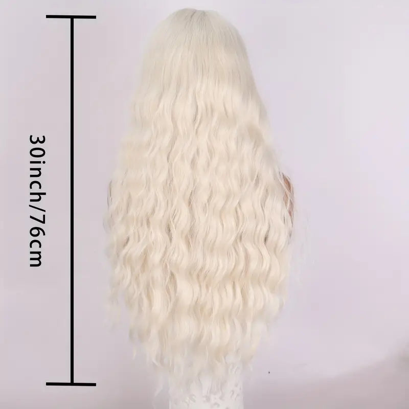 30-Inch Split White Wavy Lace Wig – Elegant, Breathable, and Heat-Resistant