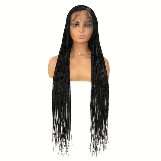 36 Inch Full Lace Front Wig Cornrow Double Lace Braided Wigs - Black