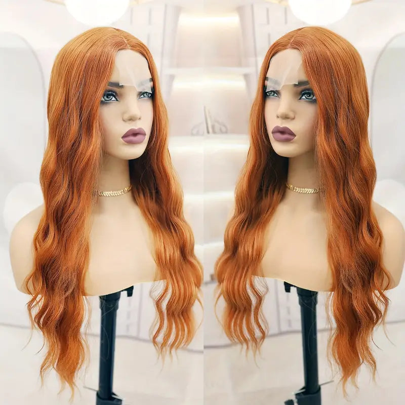 4x1 Orange Curly Wave Lace Frontal Wig