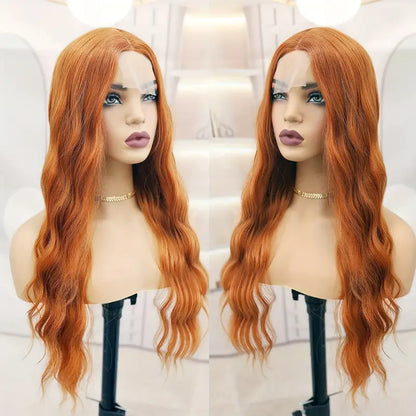 4x1 Orange Curly Wave Lace Frontal Wig