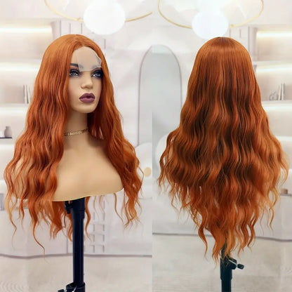 4x1 Orange Curly Wave Lace Frontal Wig