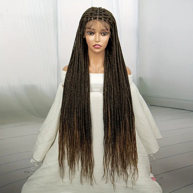 9x6 Front Lace Long Brown Braid Wig - 200% Density