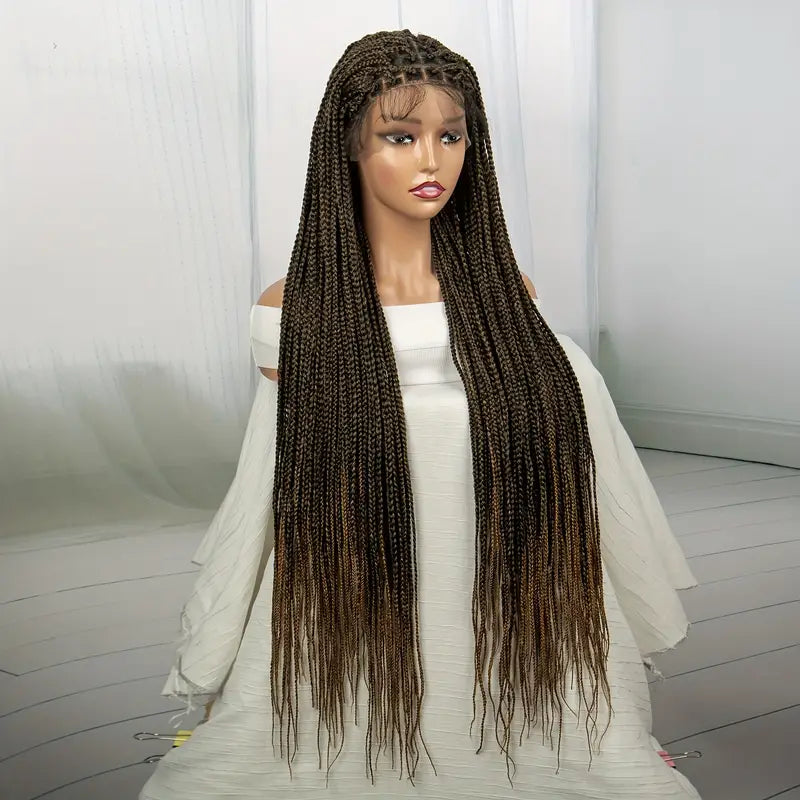 9x6 Front Lace Long Brown Braid Wig - 200% Density