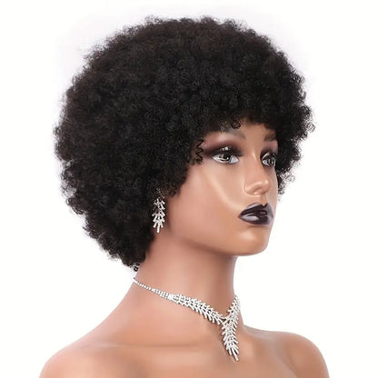 Afro Bangs Wig for Women – Afro Pixie Cut Short Synthetic Wig