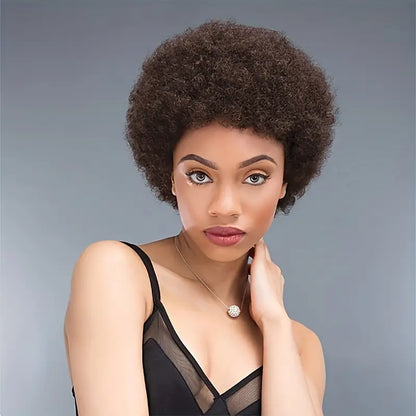 Afro Bangs Wig for Women – Afro Pixie Cut Short Synthetic Wig