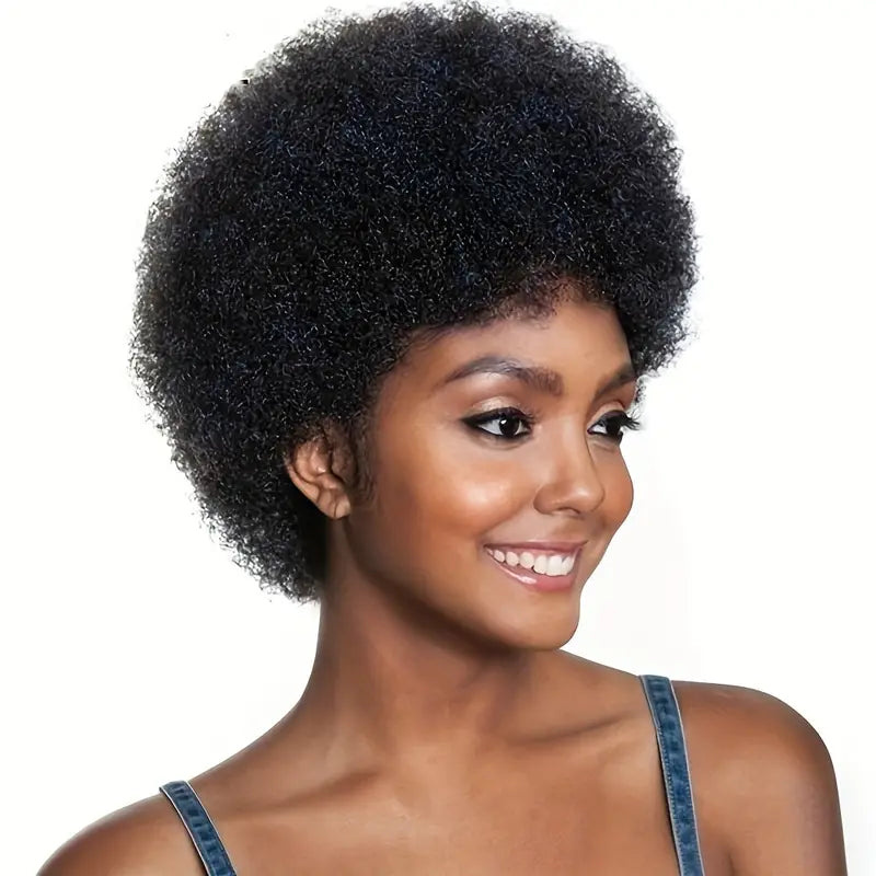 Afro Bangs Wig for Women – Afro Pixie Cut Short Synthetic Wig