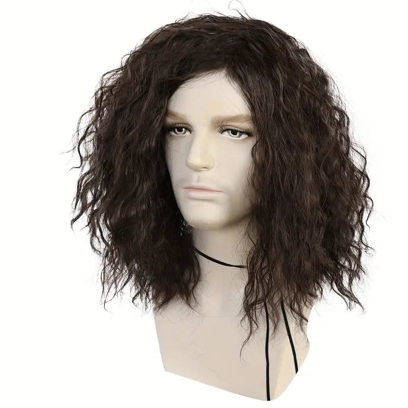 Afro Brown Medium Length Cosplay Wig for Men