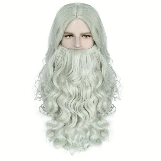 Anime-Inspired Synthetic Wig with Beard for Men