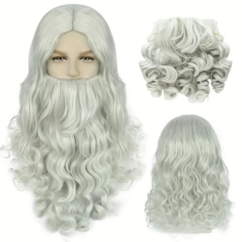 Anime-Inspired Synthetic Wig with Beard for Men