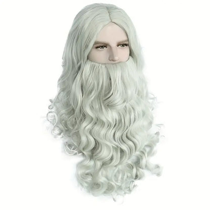 Anime-Inspired Synthetic Wig with Beard for Men