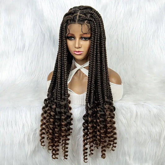 Anytimewig Long Chemical Fiber 360° Full Lace African Pure Hand-Braided Wig