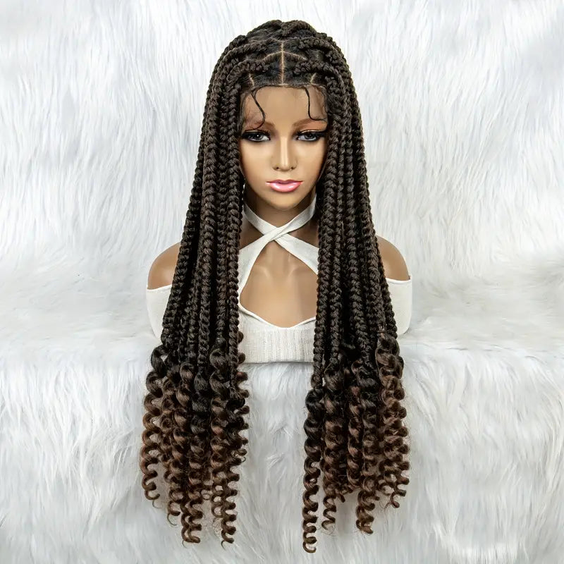 Anytimewig Long Chemical Fiber 360° Full Lace African Pure Hand-Braided Wig