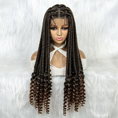 Anytimewig Long Chemical Fiber 360° Full Lace African Pure Hand-Braided Wig