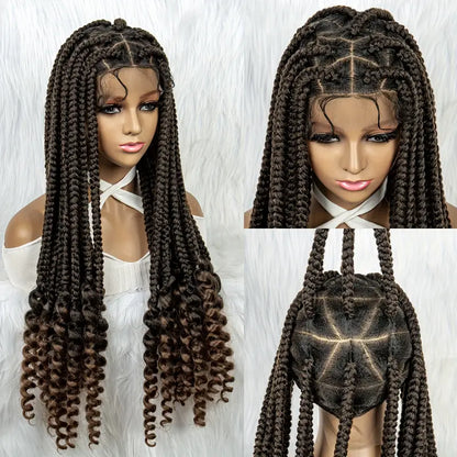 Anytimewig Long Chemical Fiber 360° Full Lace African Pure Hand-Braided Wig