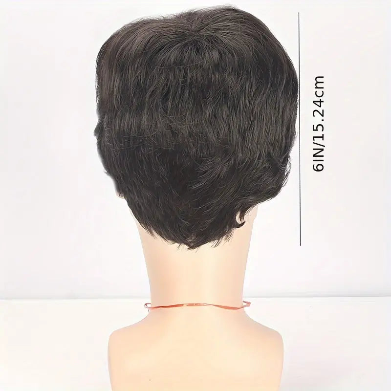 Basic Style Short Straight Black Wig - High-Temperature Fiber, 150% Density, Rose Net Cap