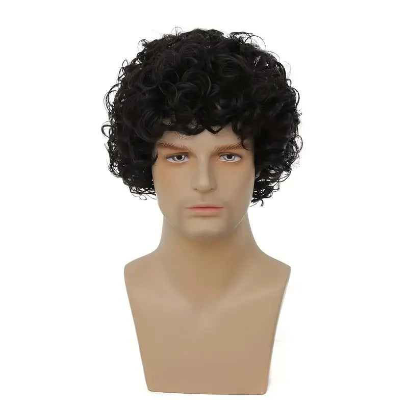 Black Curly Short Afro Wig for Men