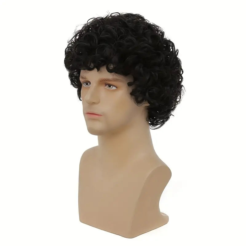 Black Curly Short Afro Wig for Men