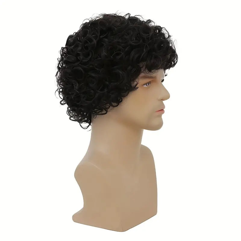 Black Curly Short Afro Wig for Men