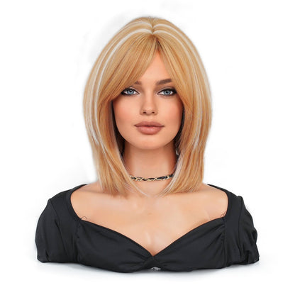 Blonde Bob Wig Highlights With White Highlights