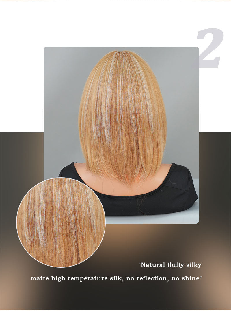 Blonde Bob Wig Highlights With White Highlights