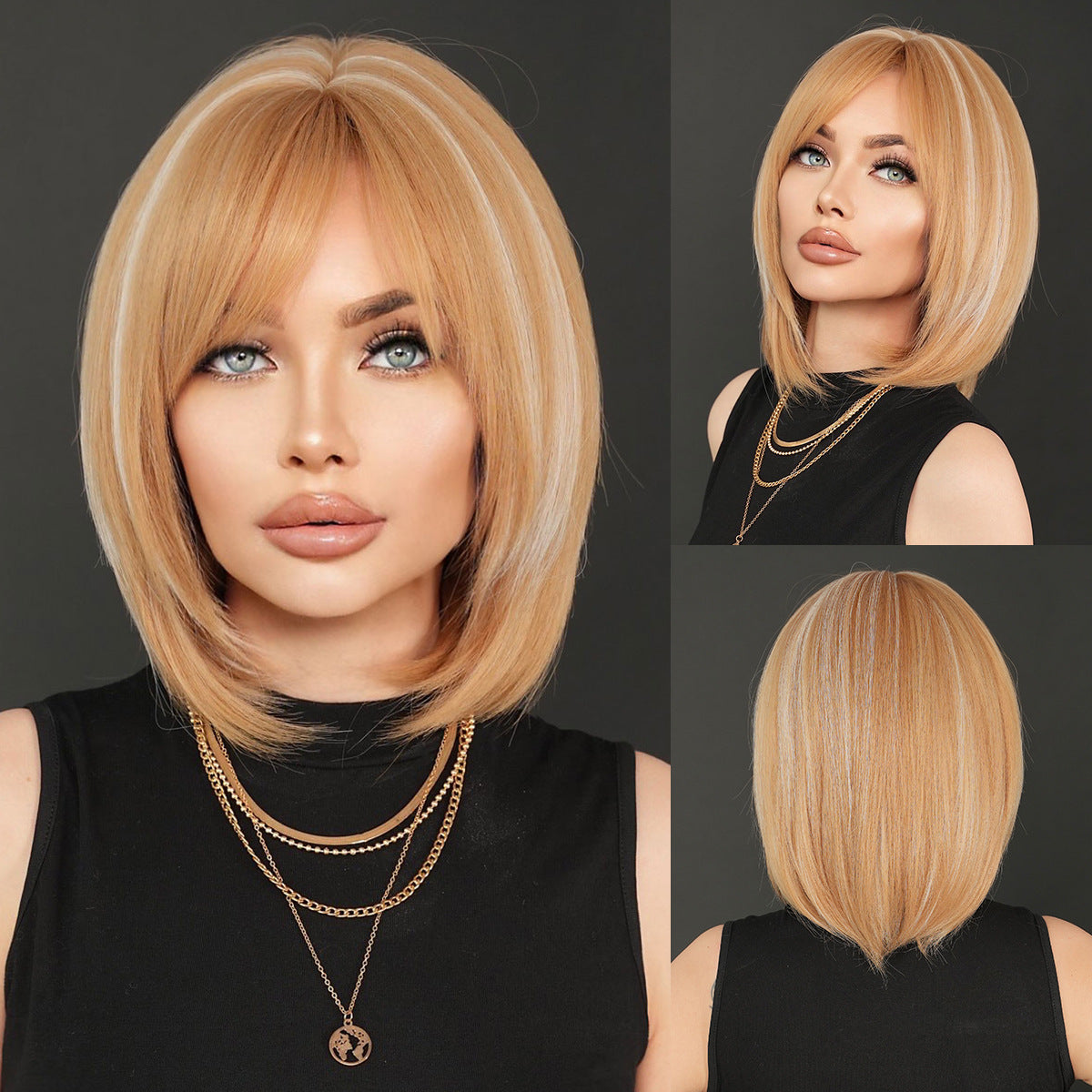 Blonde Bob Wig Highlights With White Highlights