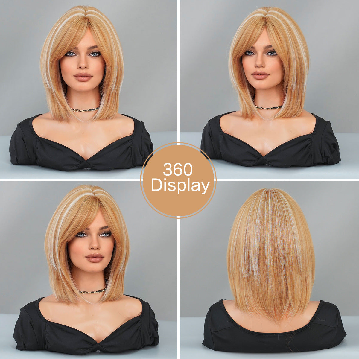 Blonde Bob Wig Highlights With White Highlights