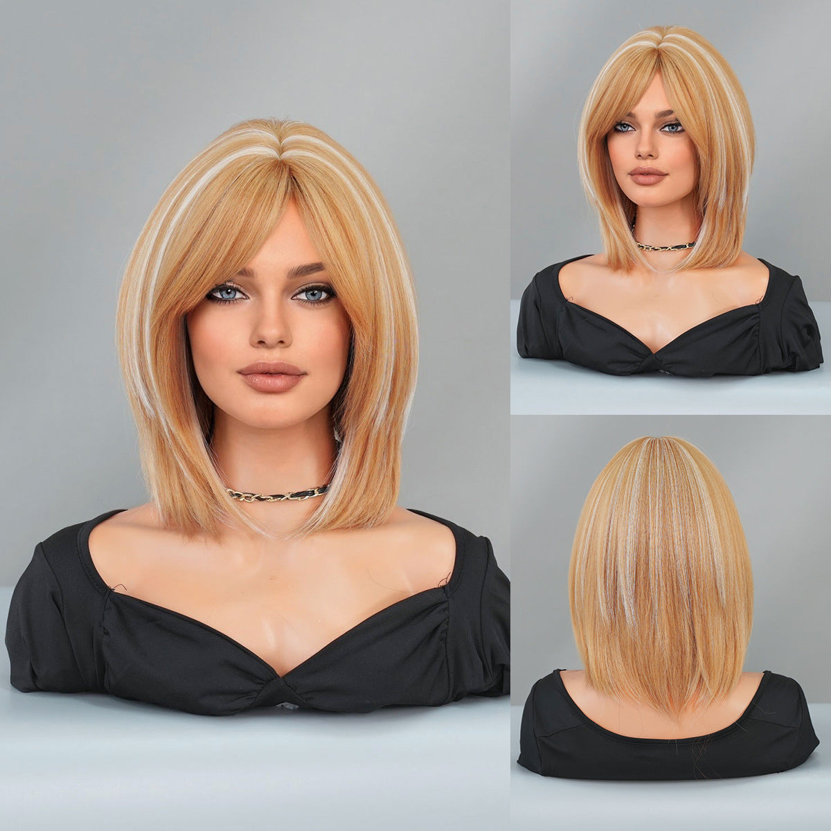 Blonde Bob Wig Highlights With White Highlights