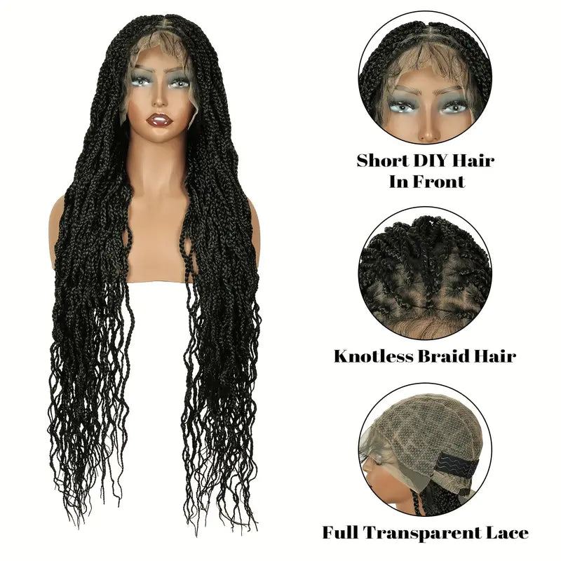 Braided Wig Box Braid Wig Triangle Knotless Lace Frontal