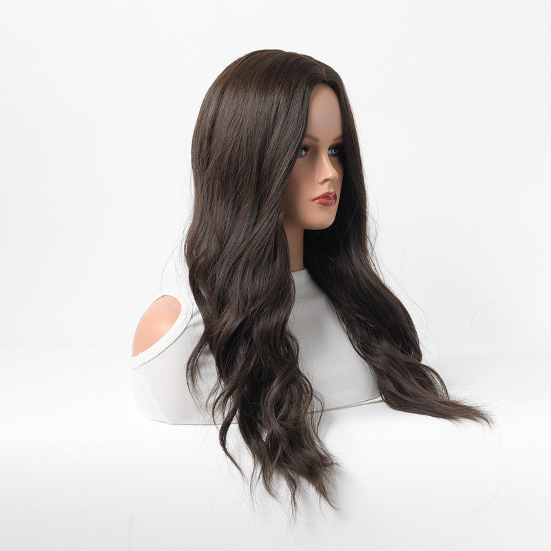 Breathable Large Wave Wig with Natural Long Curls and Center Part for Women