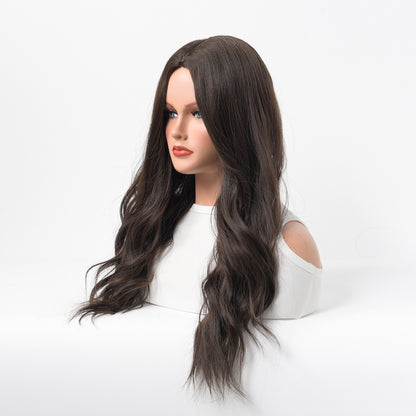 Breathable Large Wave Wig with Natural Long Curls and Center Part for Women