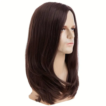 Brown Synthetic Straight Heat-Resistant Men's Wig for Cosplay, Party, and Halloween