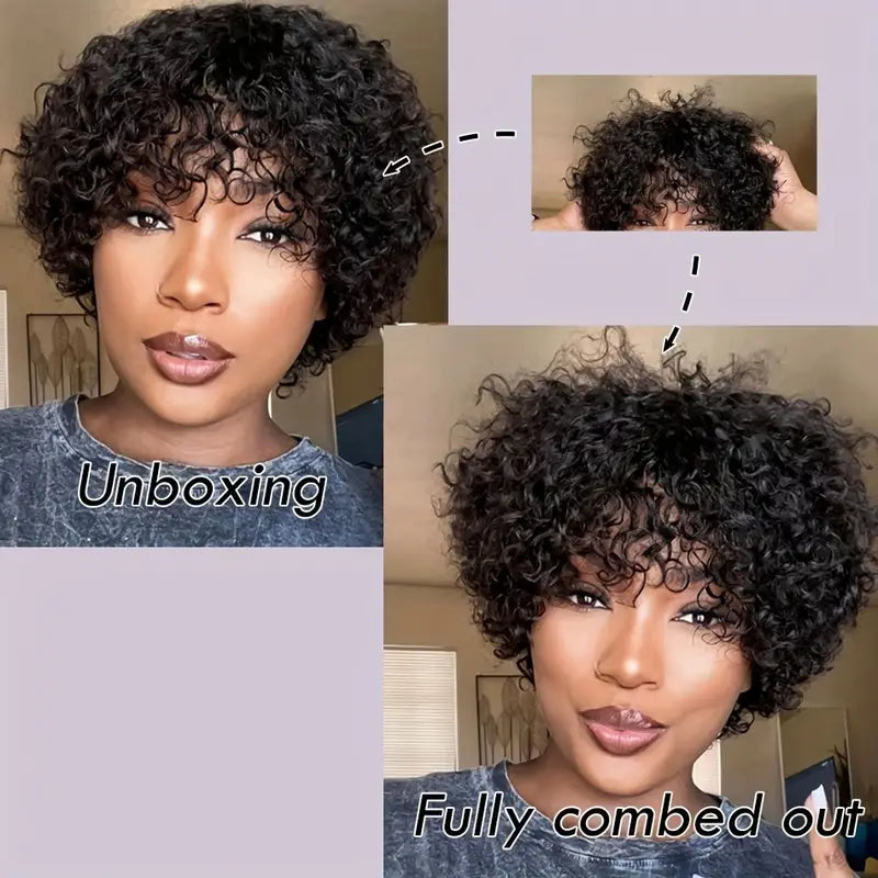 Chic Curly Glueless Pixie Cut Wig for Women