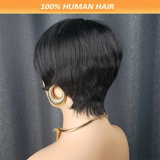 Chic Pixie Cut Wig with Blunt Bangs