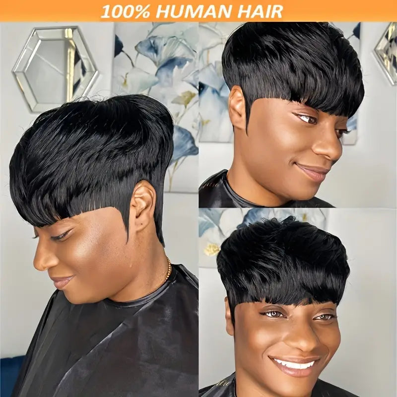 Chic Pixie Cut Wig with Blunt Bangs